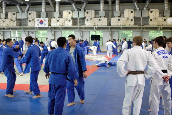 Randori at Korea National Judo Training Center waiting for the next round